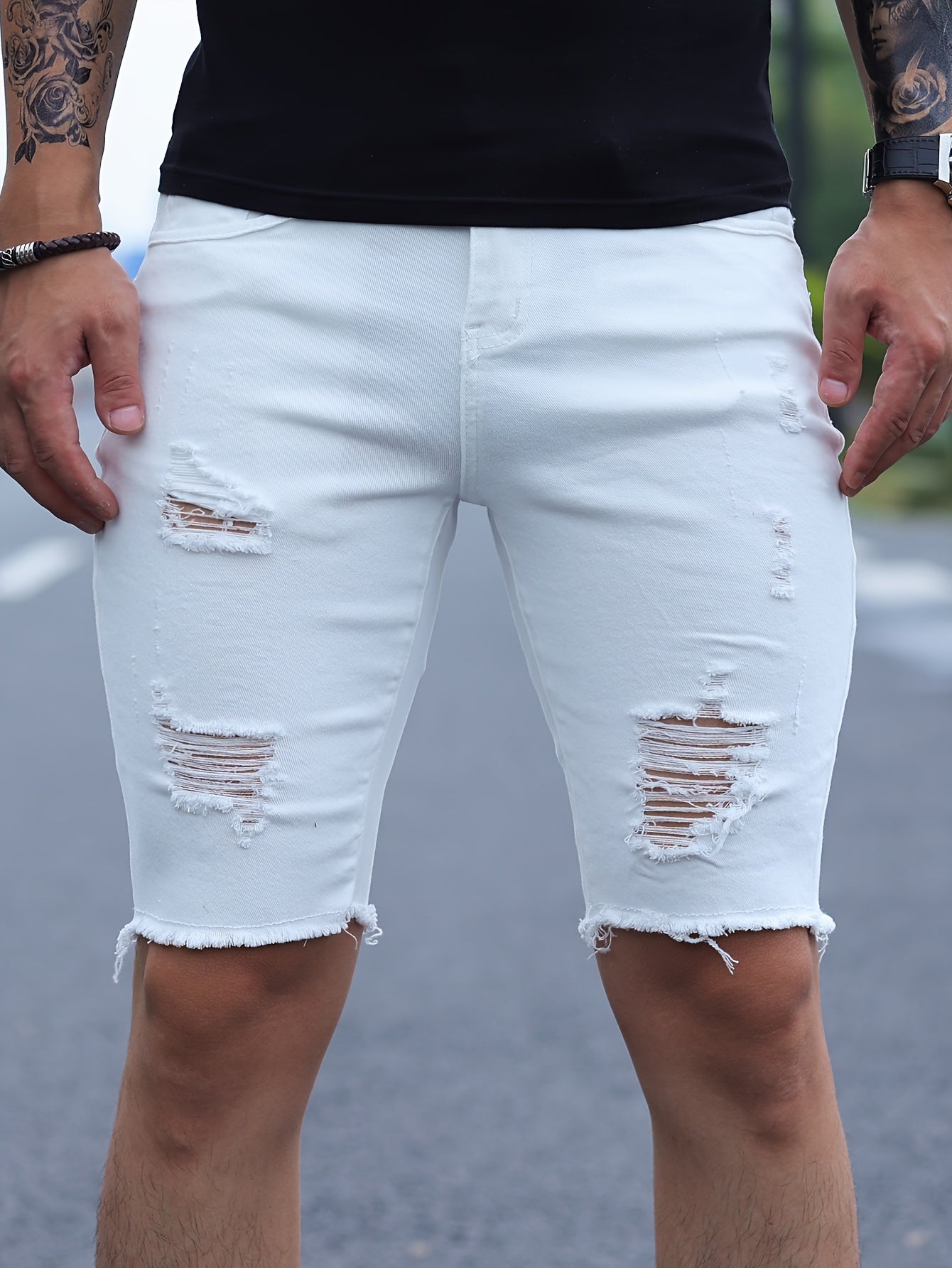 Kungsblå slitna shorts - Rikard