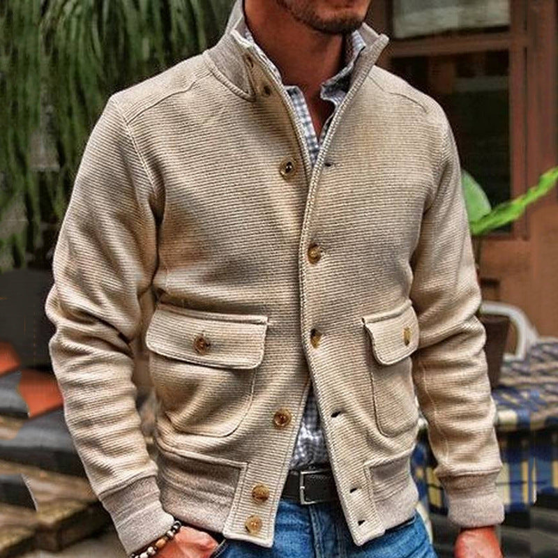 Herrjacka – Slim Fit – Hög Krage – Knappstängning – Flappfickor – Vardagsstil