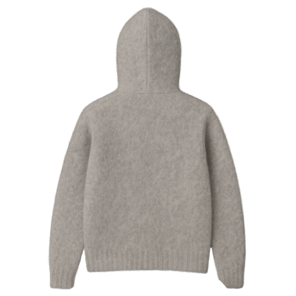Fluffy Knitted Grey Hoodie