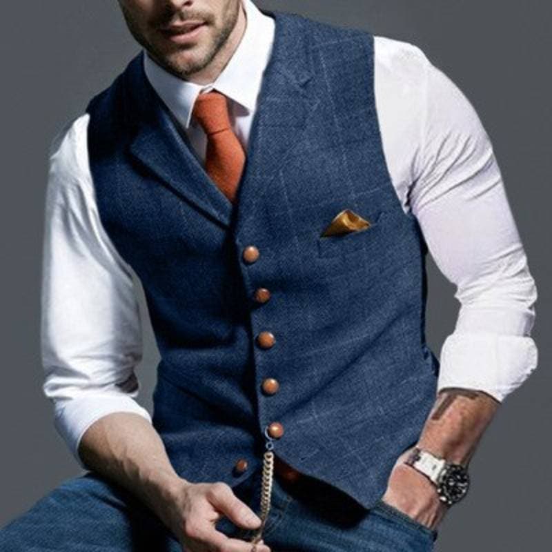 Herrväst - Slim Fit - Enkelknäppt väst - Formell Look