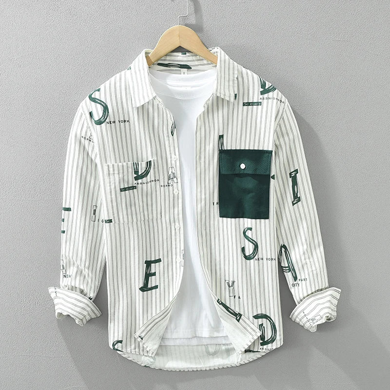 Herrskjorta Randig Casual 100% Bomull