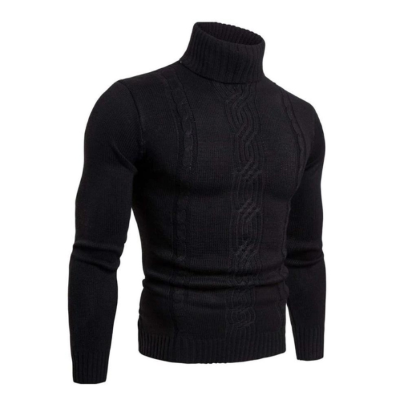 Snygg Polotröja med Kabelstickning för Herr | Perfekt för Höst/Vinter