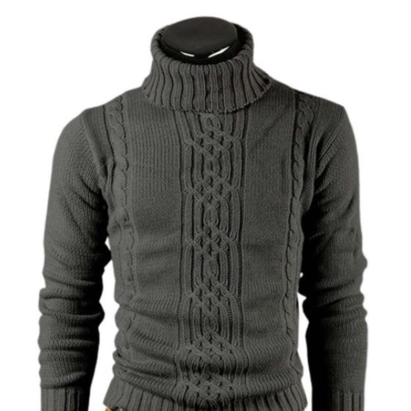 Snygg Polotröja med Kabelstickning för Herr | Perfekt för Höst/Vinter