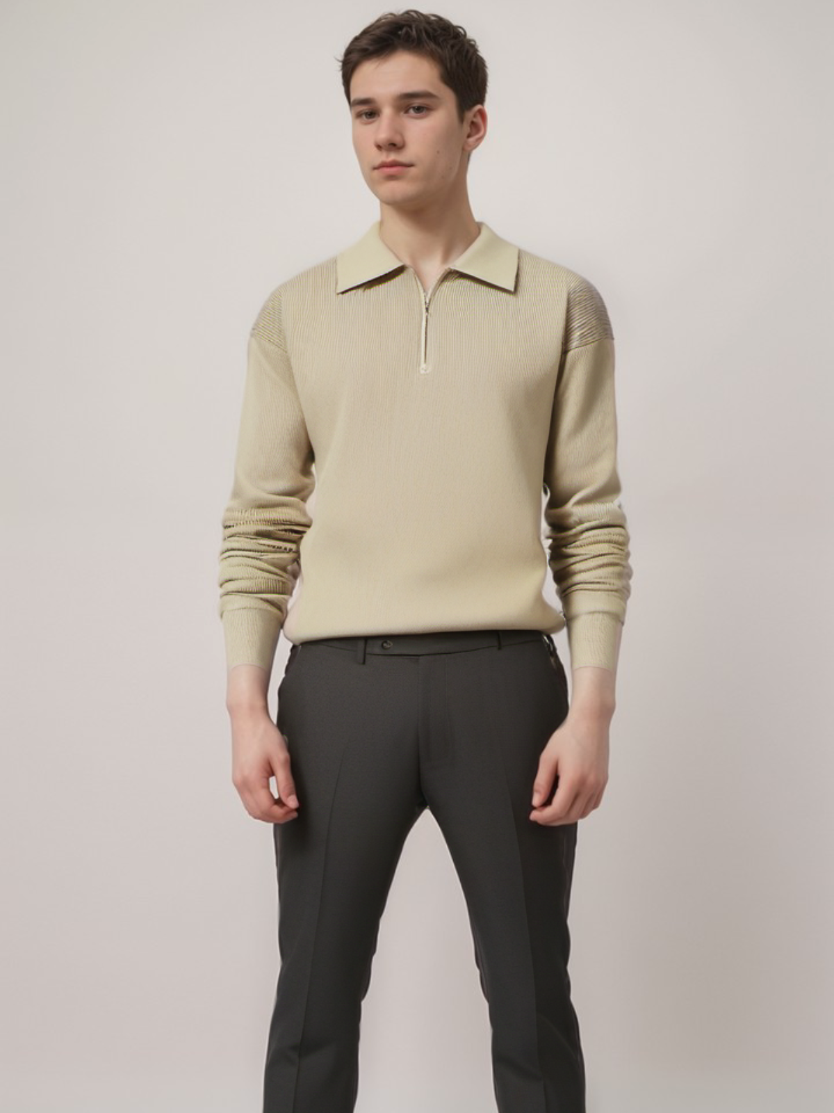 Moderiktig Half Zip Tröja med Krage för Herr | Perfekt för Vinter