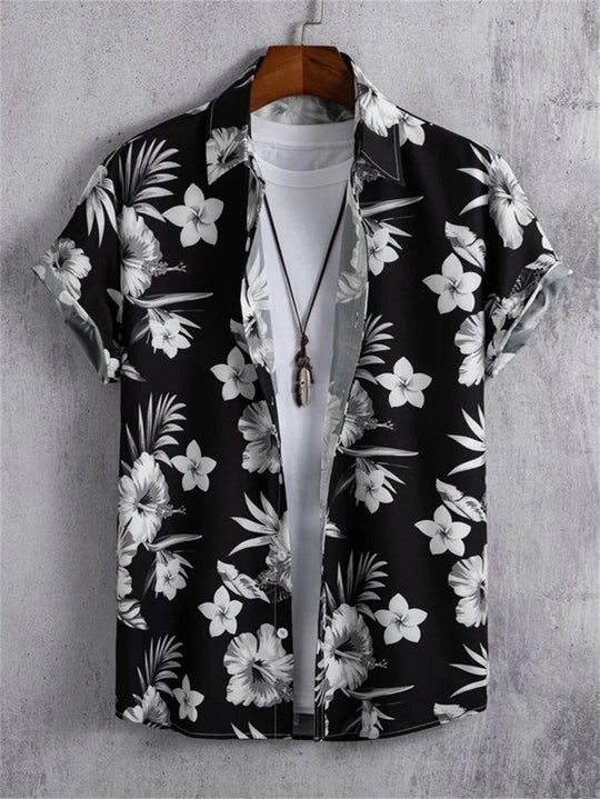 Hawaiiskjorta med 3D-blommönster