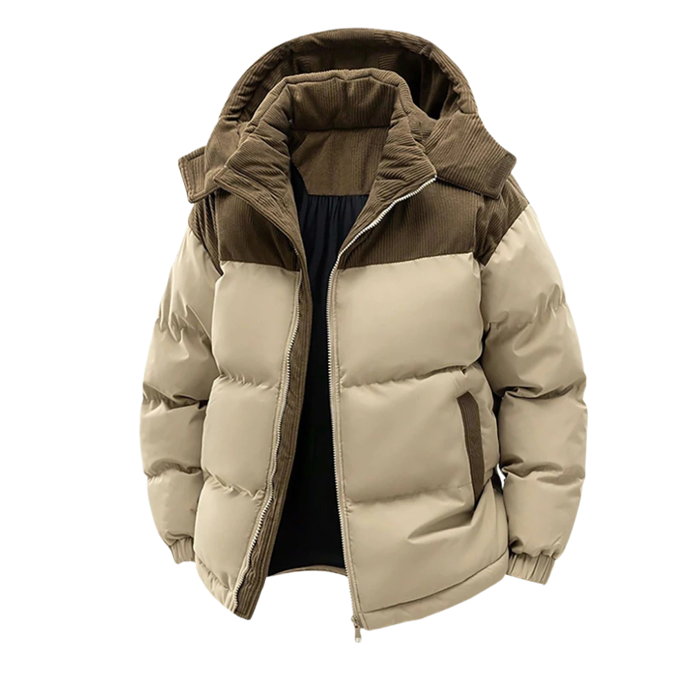 Herr vinter pufferjacka – Tjock vadderad parkas med huva, varm streetwear jacka för kalla dagar