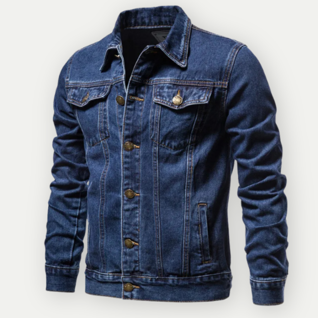 Jeansjacka i truckerstil
