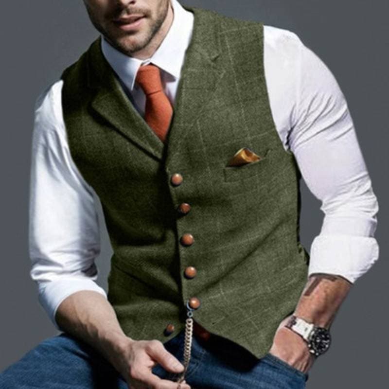 Herrväst - Slim Fit - Enkelknäppt väst - Formell Look