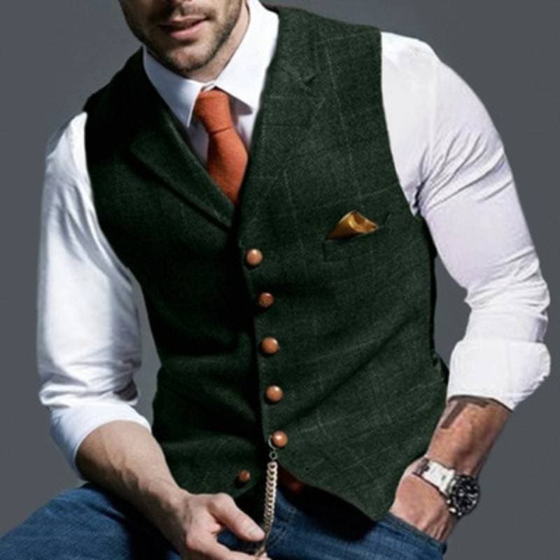 Herrväst - Slim Fit - Enkelknäppt väst - Formell Look