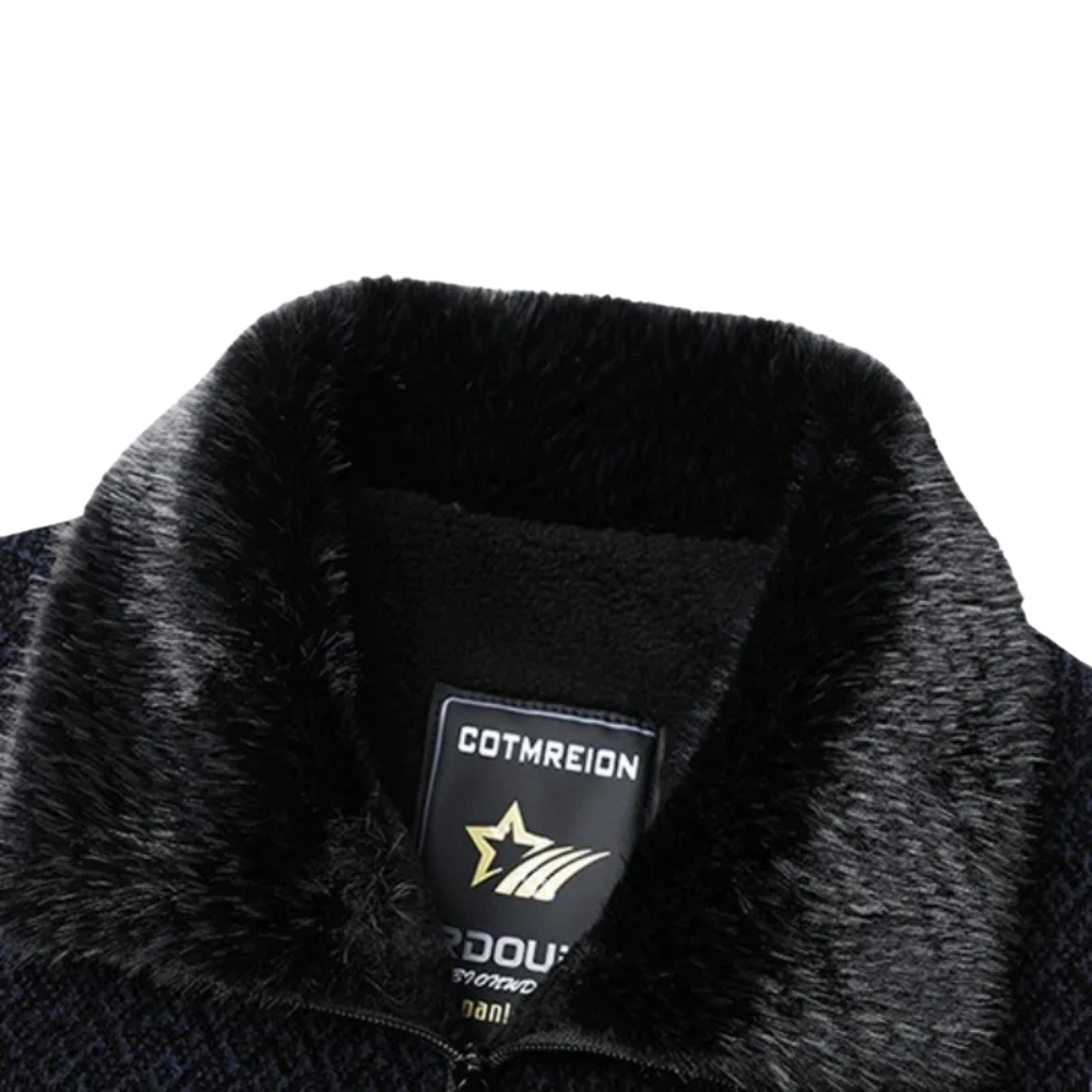 Herr vinterrock i ull – Varm trenchcoat med sammet, business & casual overcoat | Hög kvalitet