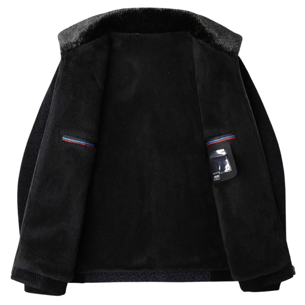 Herr vinterrock i ull – Varm trenchcoat med sammet, business & casual overcoat | Hög kvalitet