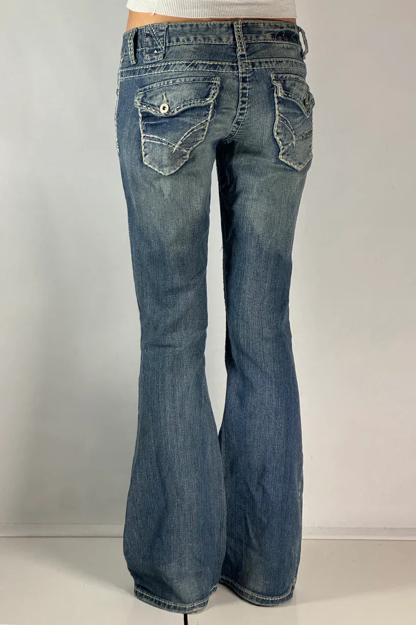 Lågmidjade jeans - Slitna