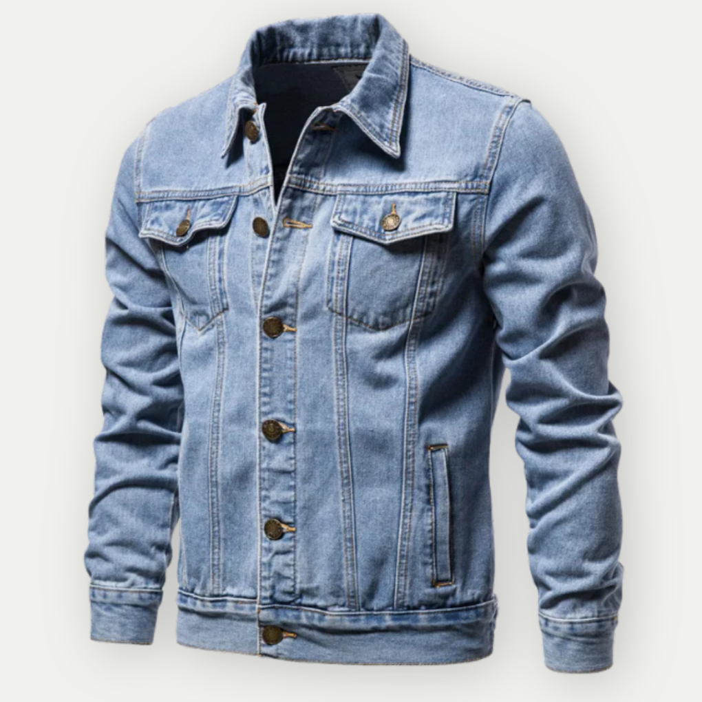 Jeansjacka i truckerstil