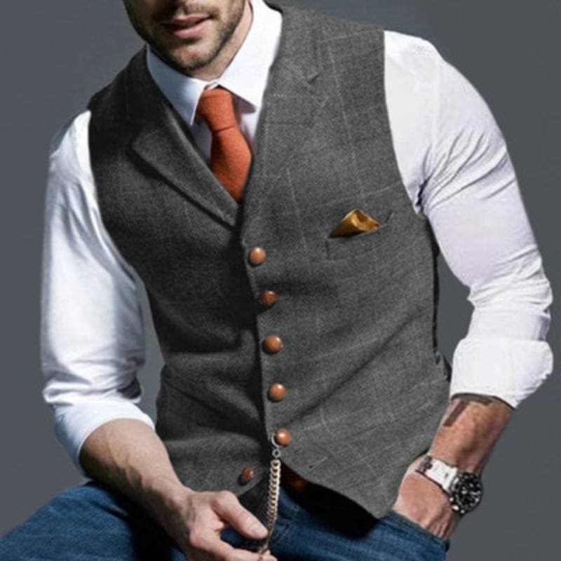 Herrväst - Slim Fit - Enkelknäppt väst - Formell Look