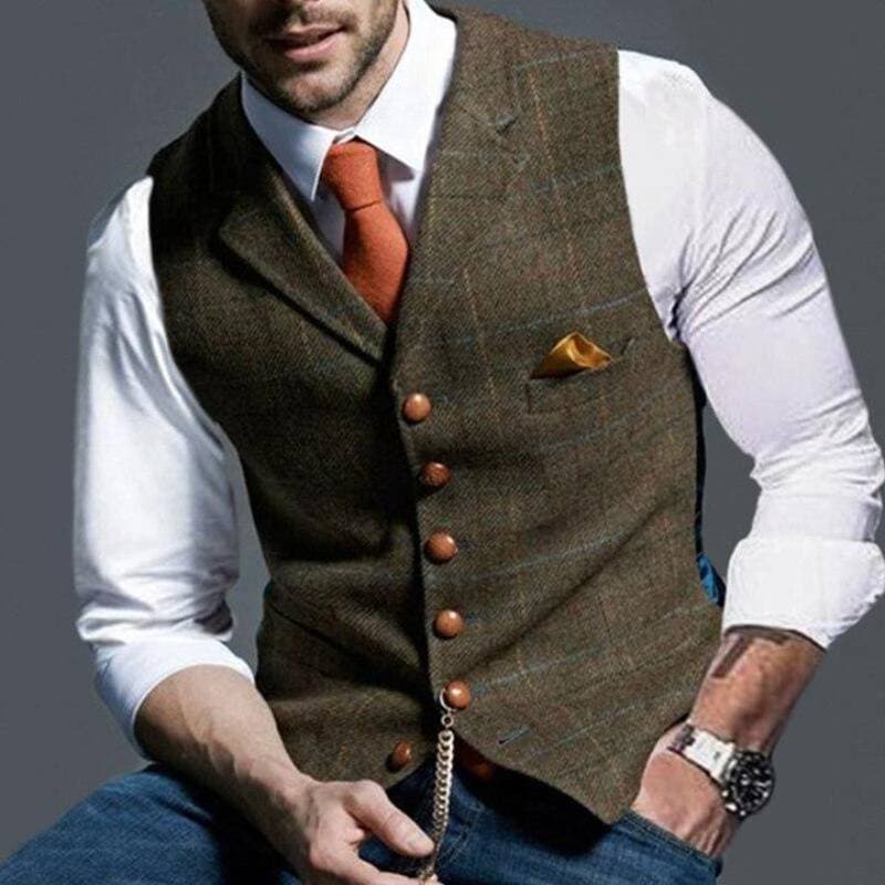 Herrväst - Slim Fit - Enkelknäppt väst - Formell Look