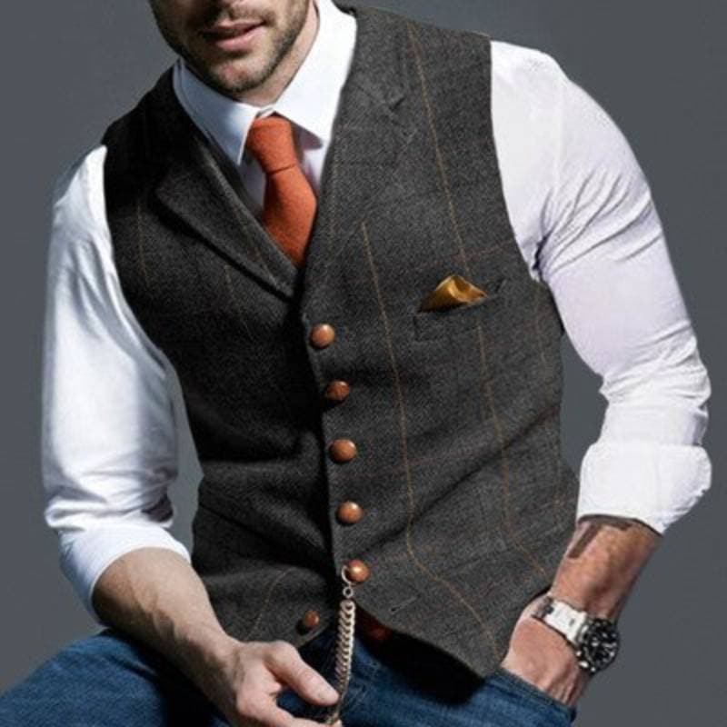 Herrväst - Slim Fit - Enkelknäppt väst - Formell Look