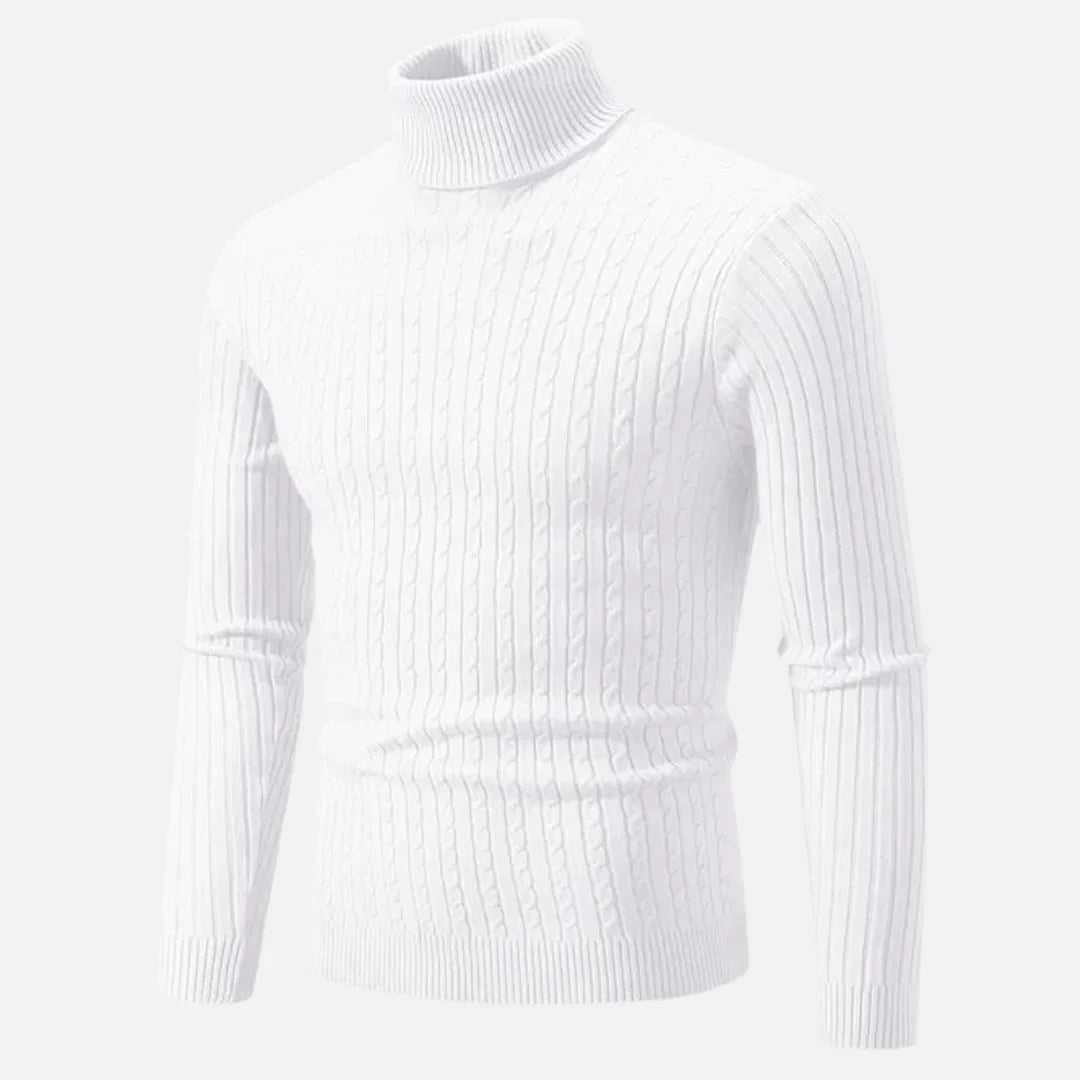 Smal Passform Polokrage Kabel Tröja För Herr | Ideal för Höst/Vinter