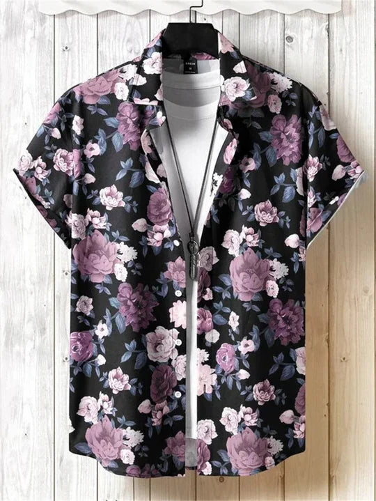 Hawaiiskjorta med 3D-blommönster