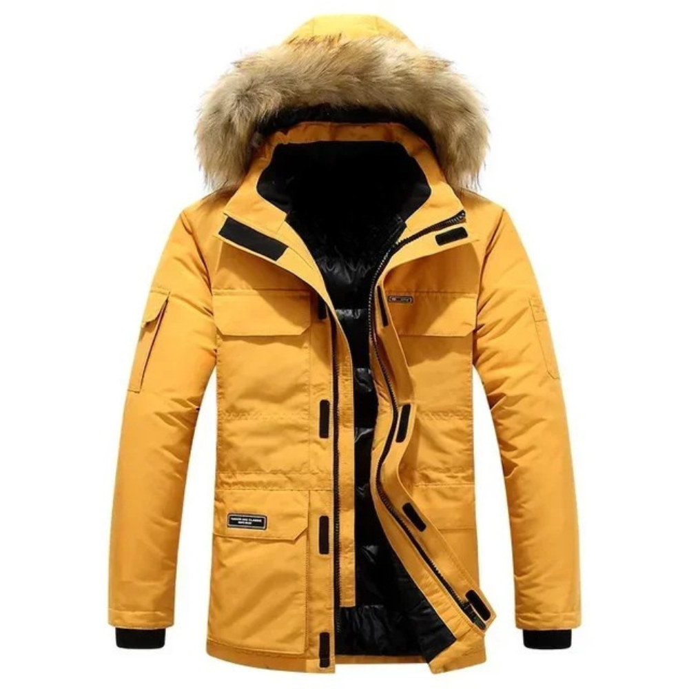 Herr vinterjacka med päls och huva – Vindtät, tjock dunparkas för -30°
