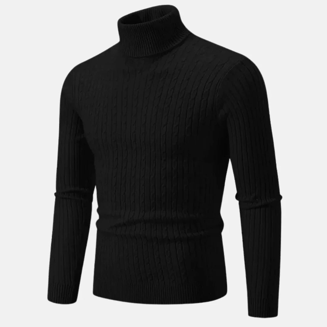 Smal Passform Polokrage Kabel Tröja För Herr | Ideal för Höst/Vinter
