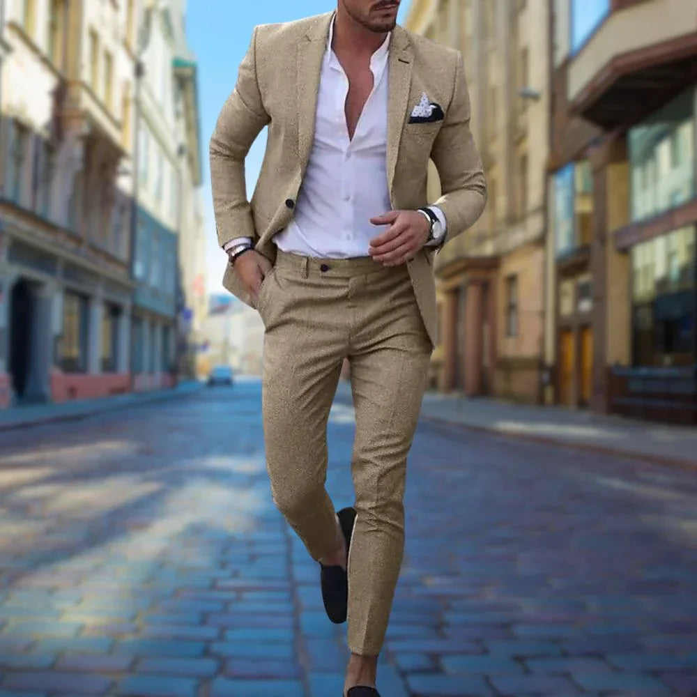 Slim Fit Herrkostym i Linne