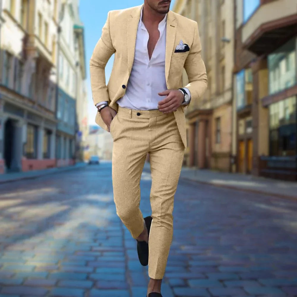 Slim Fit Herrkostym i Linne