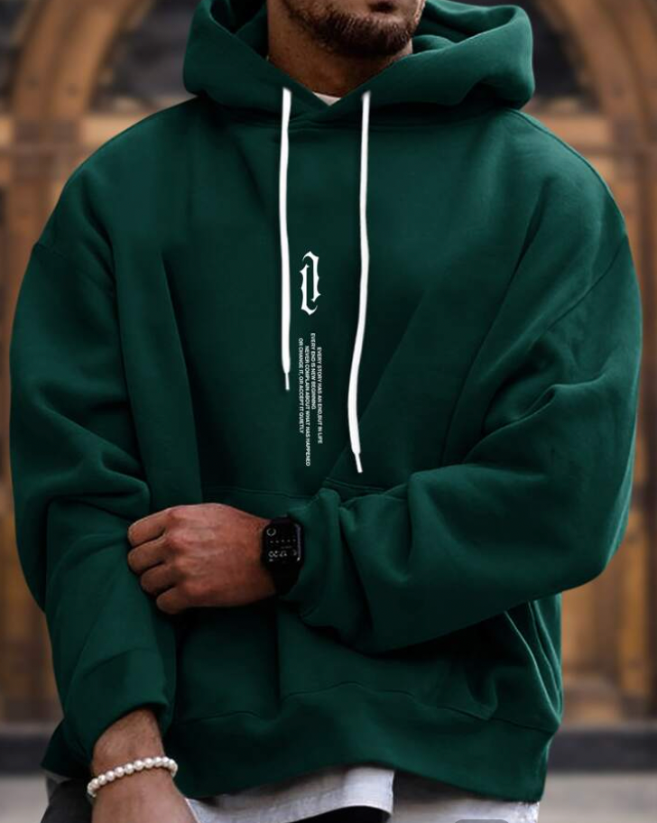 Enfärgad Hoodie Tröja för Herr | Perfekt för Höst/Vinter