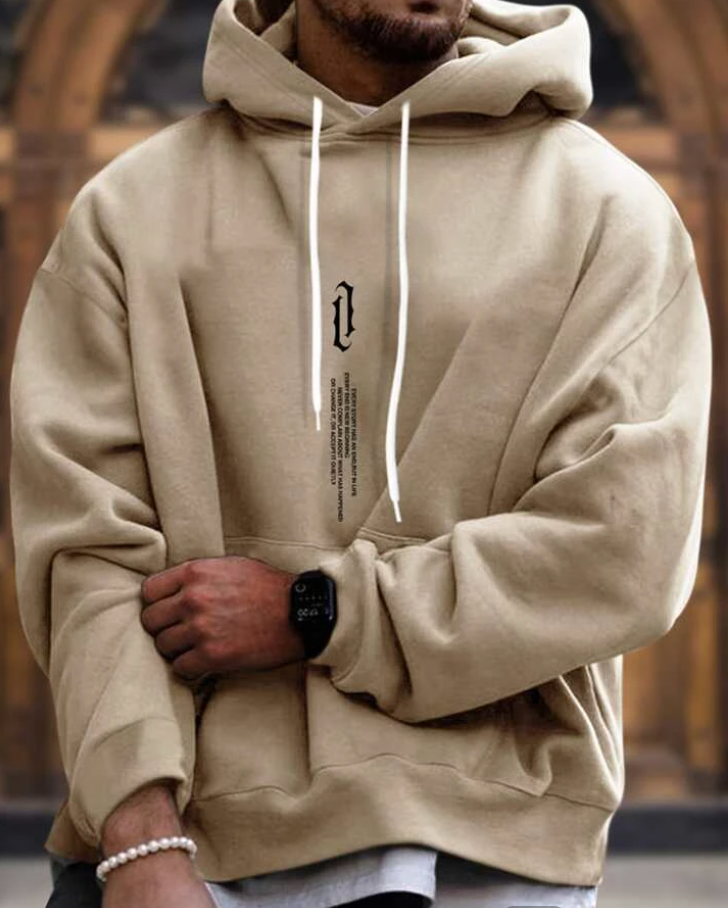 Enfärgad Hoodie Tröja för Herr | Perfekt för Höst/Vinter