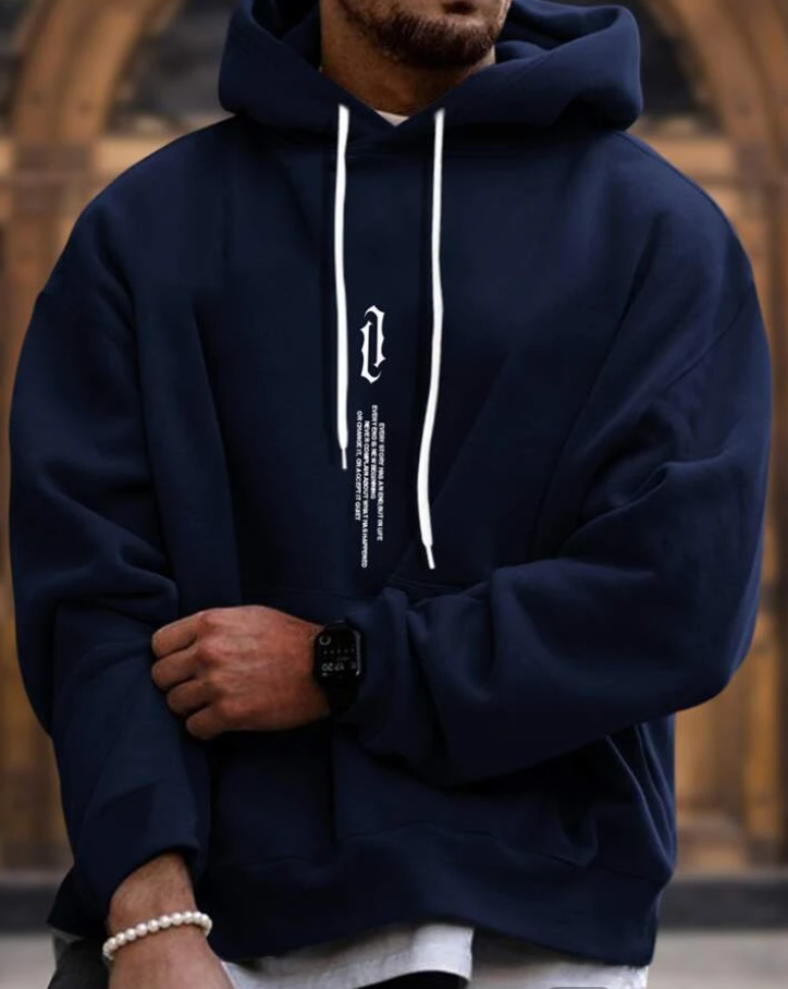 Enfärgad Hoodie Tröja för Herr | Perfekt för Höst/Vinter