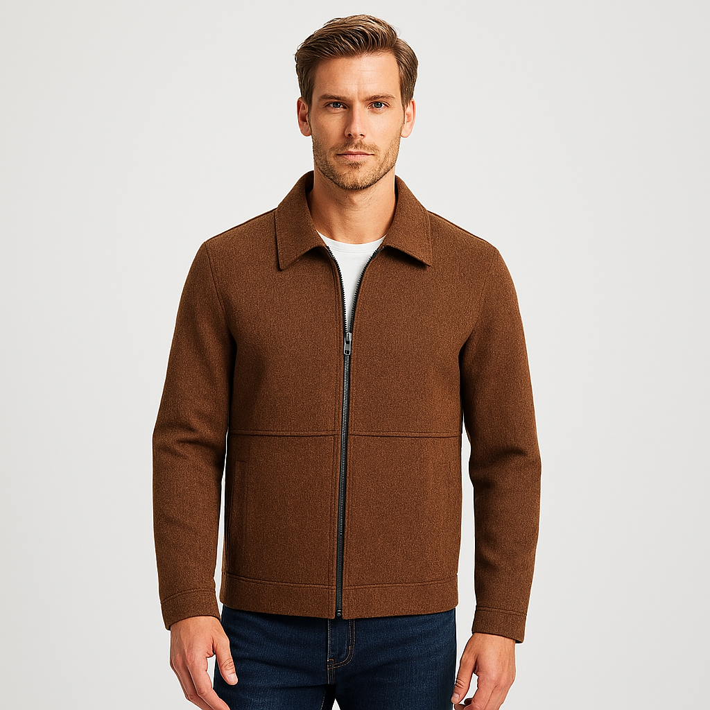 Norrskenberg™ | Herr Texturerad Harrington-Överskjorta | Tidlös & Mångsidig Design