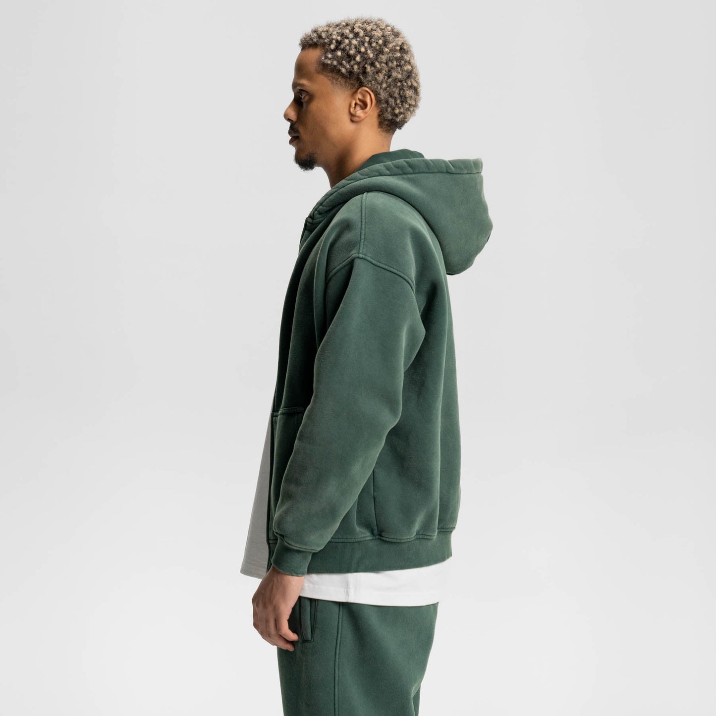 Loose Fit Wash Zip Up Hoodie