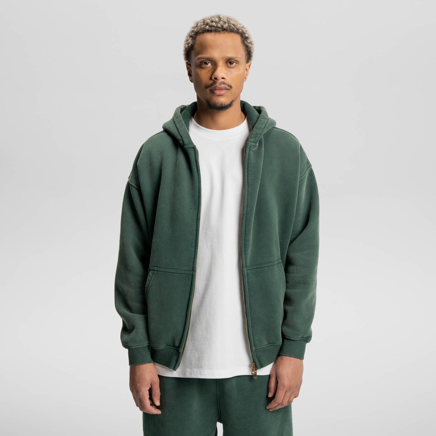 Loose Fit Wash Zip Up Hoodie
