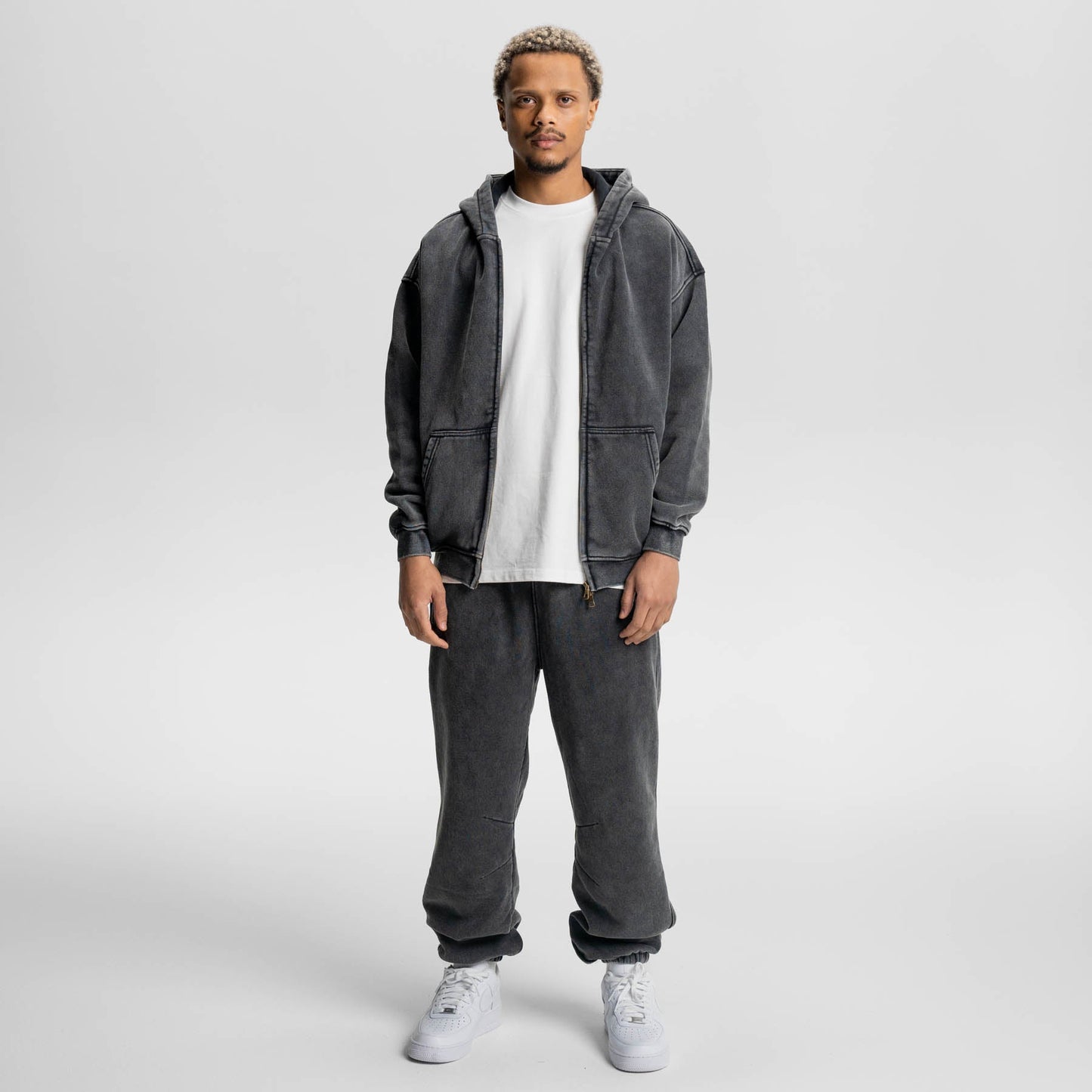 Loose Fit Wash Zip Up Hoodie