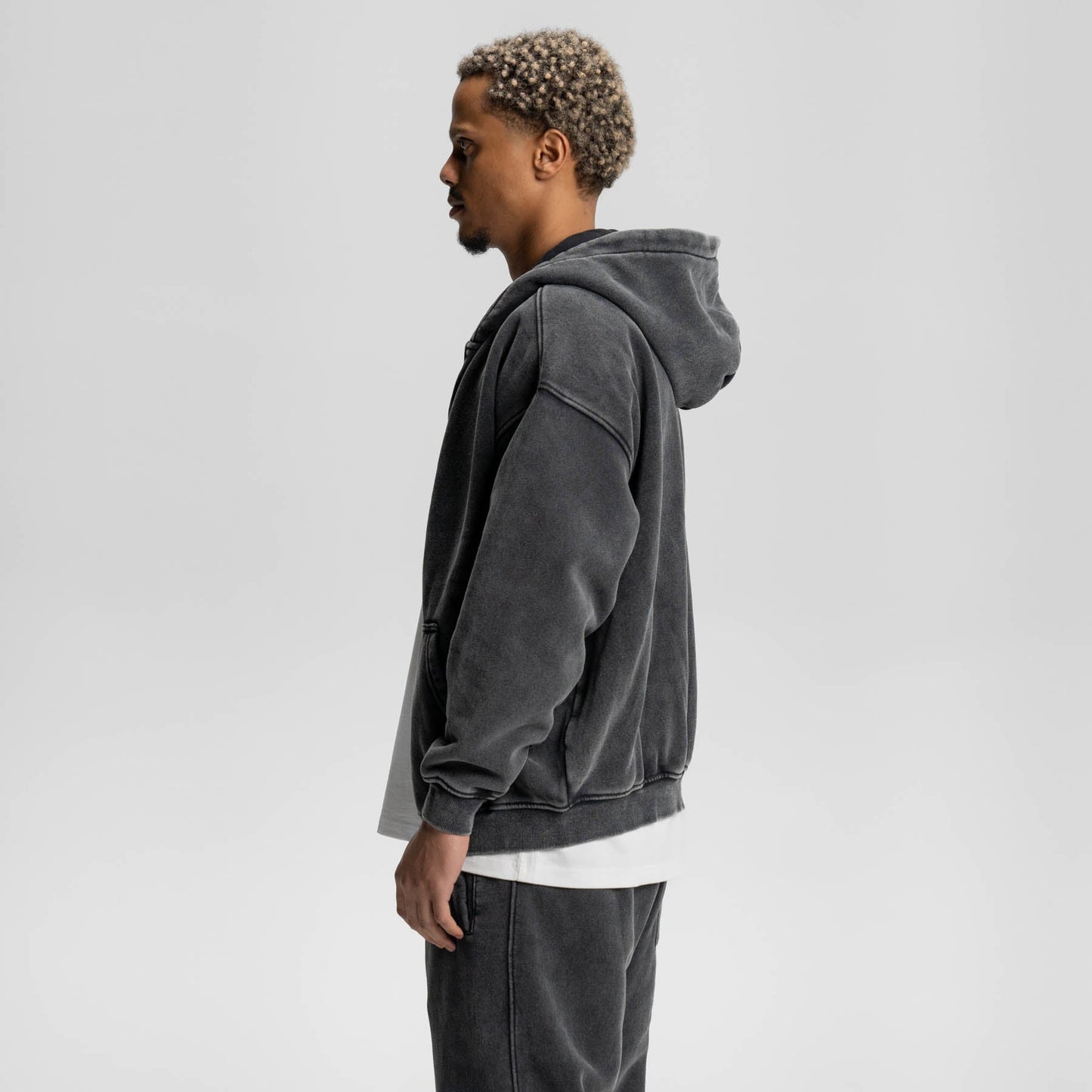 Loose Fit Wash Zip Up Hoodie