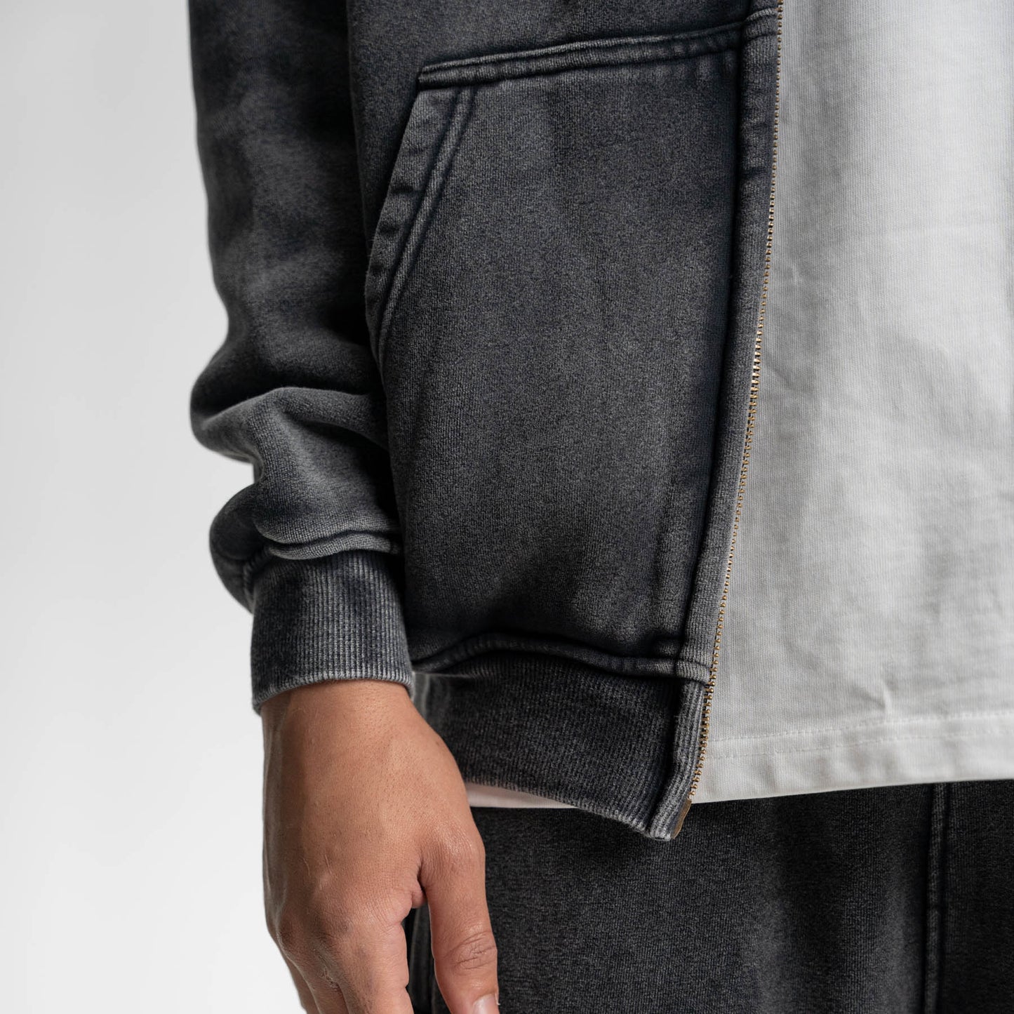 Loose Fit Wash Zip Up Hoodie