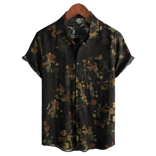 Herr T-shirt Vintage Blommönster Lättviktsmaterial