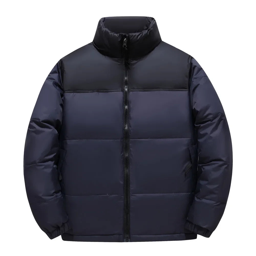 Herr vinterparkas – Flerfärgad dunjacka med ståkrage, varm pufferjacka i premium streetwear-stil