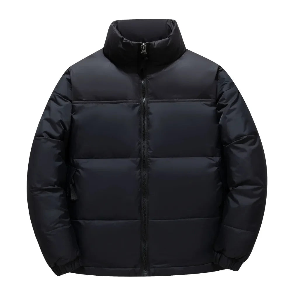 Herr vinterparkas – Flerfärgad dunjacka med ståkrage, varm pufferjacka i premium streetwear-stil