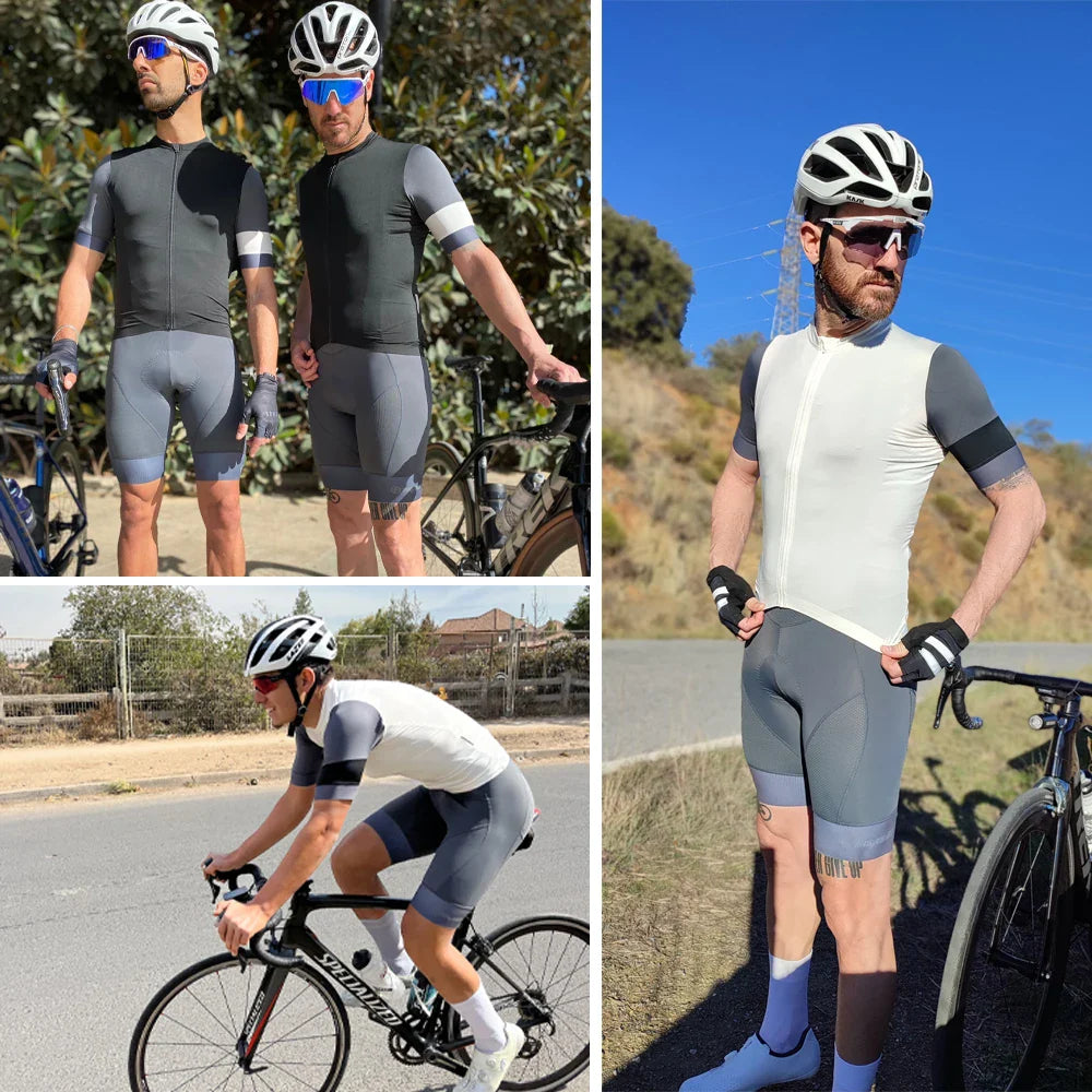 Herrcykelbyxor Vadderade Lycra Med Hängslen För Långdistanscykling