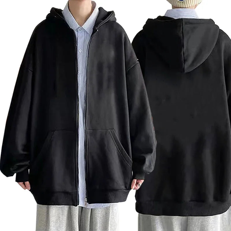 Oversized huvtröja med dragkedja