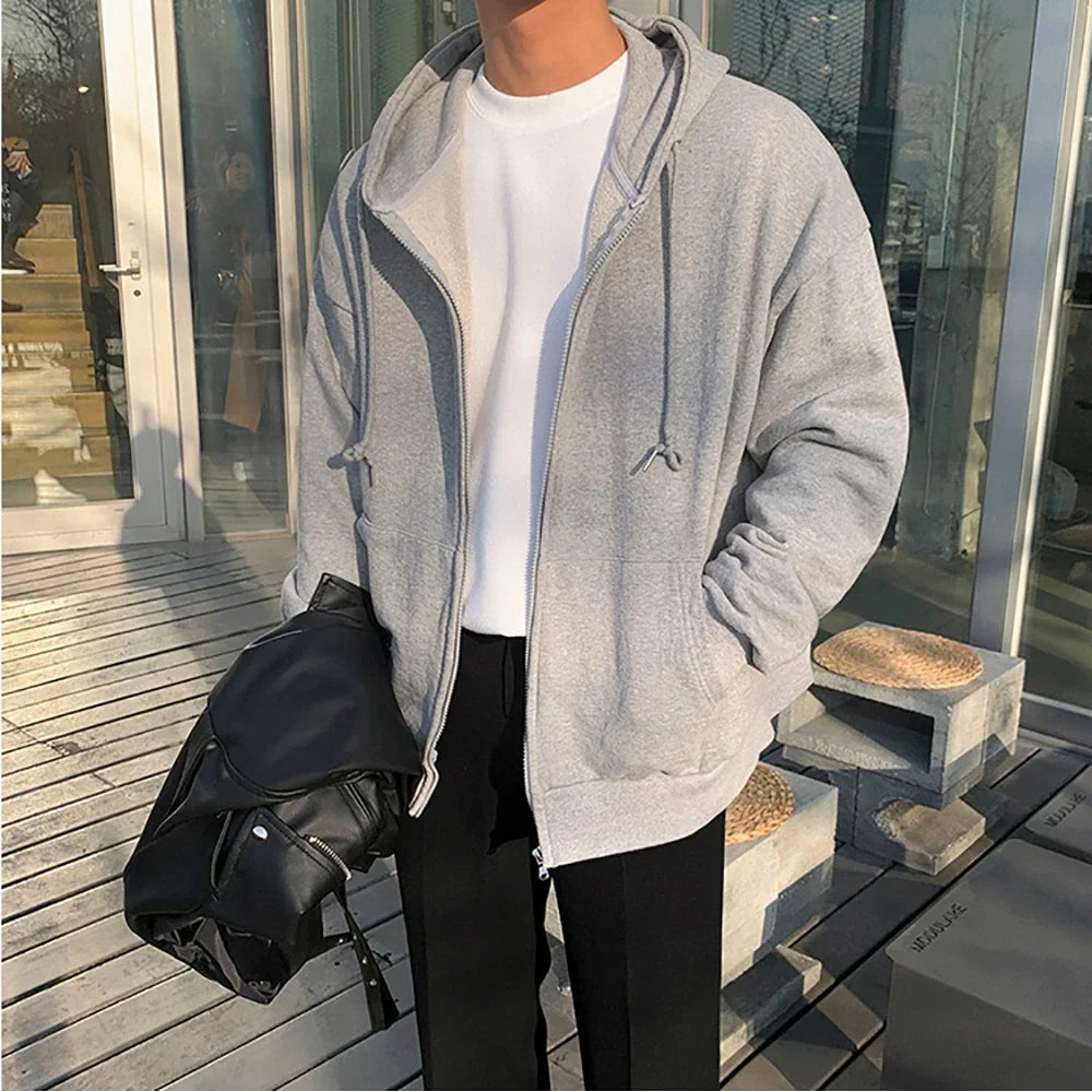 Oversized huvtröja med dragkedja
