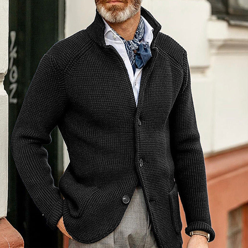 Herrens Cardigan Stickad Tidlös Design för Komfort och Stil