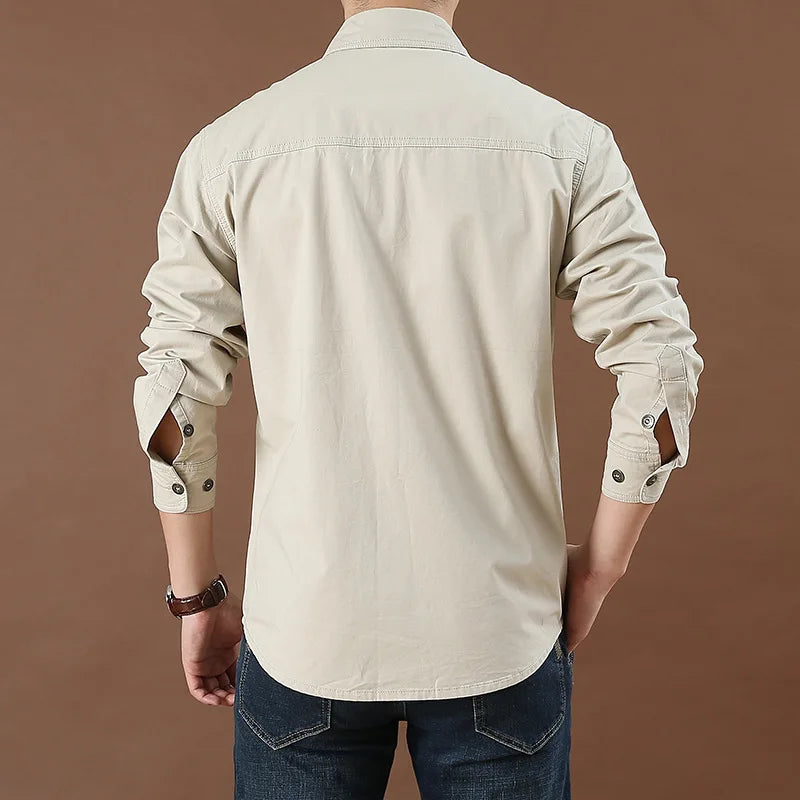 Herrens Cargo Skjorta Slim Fit Bomull