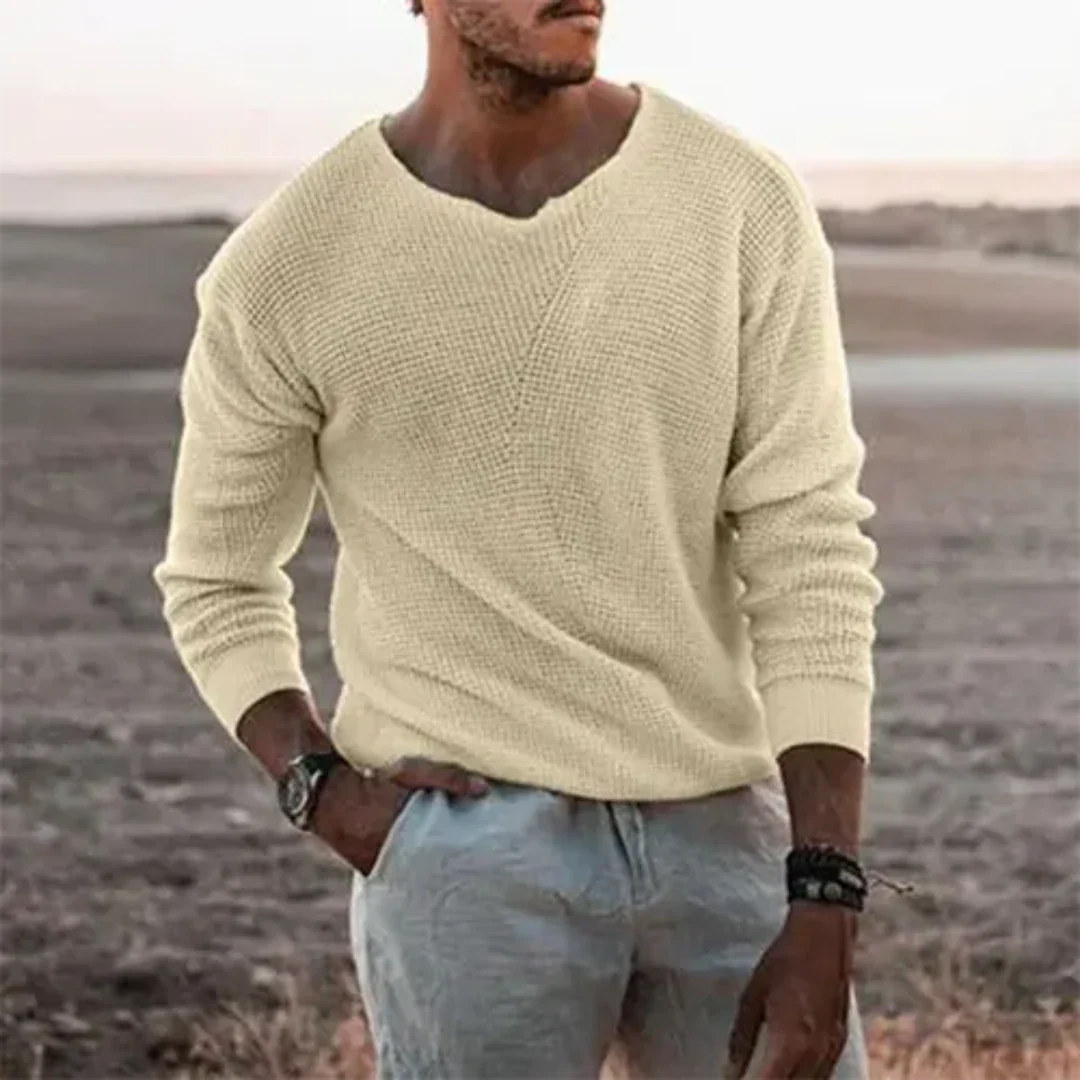 Herrpullover Långärmad Klassisk Stickad Mjuk Material