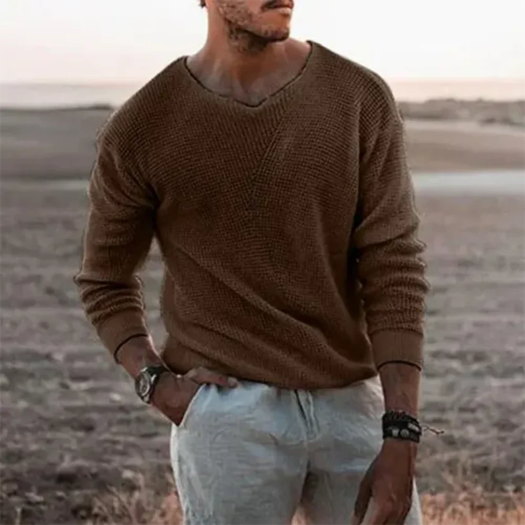 Herrpullover Långärmad Klassisk Stickad Mjuk Material