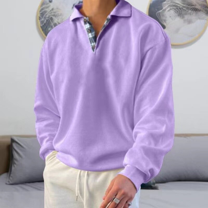 Herrpullover Lätt Material Avslappnad Passform