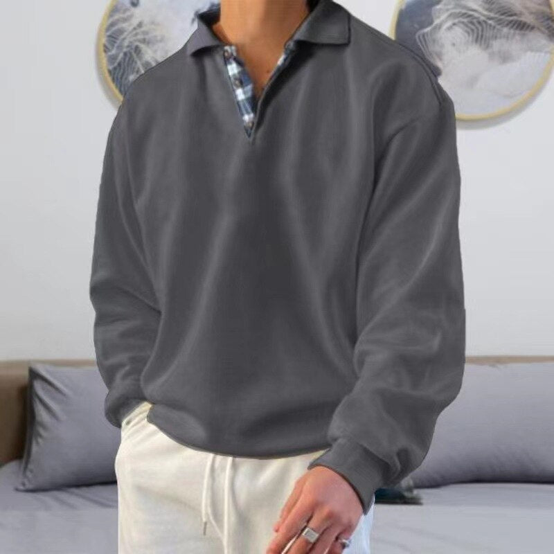 Herrpullover Lätt Material Avslappnad Passform