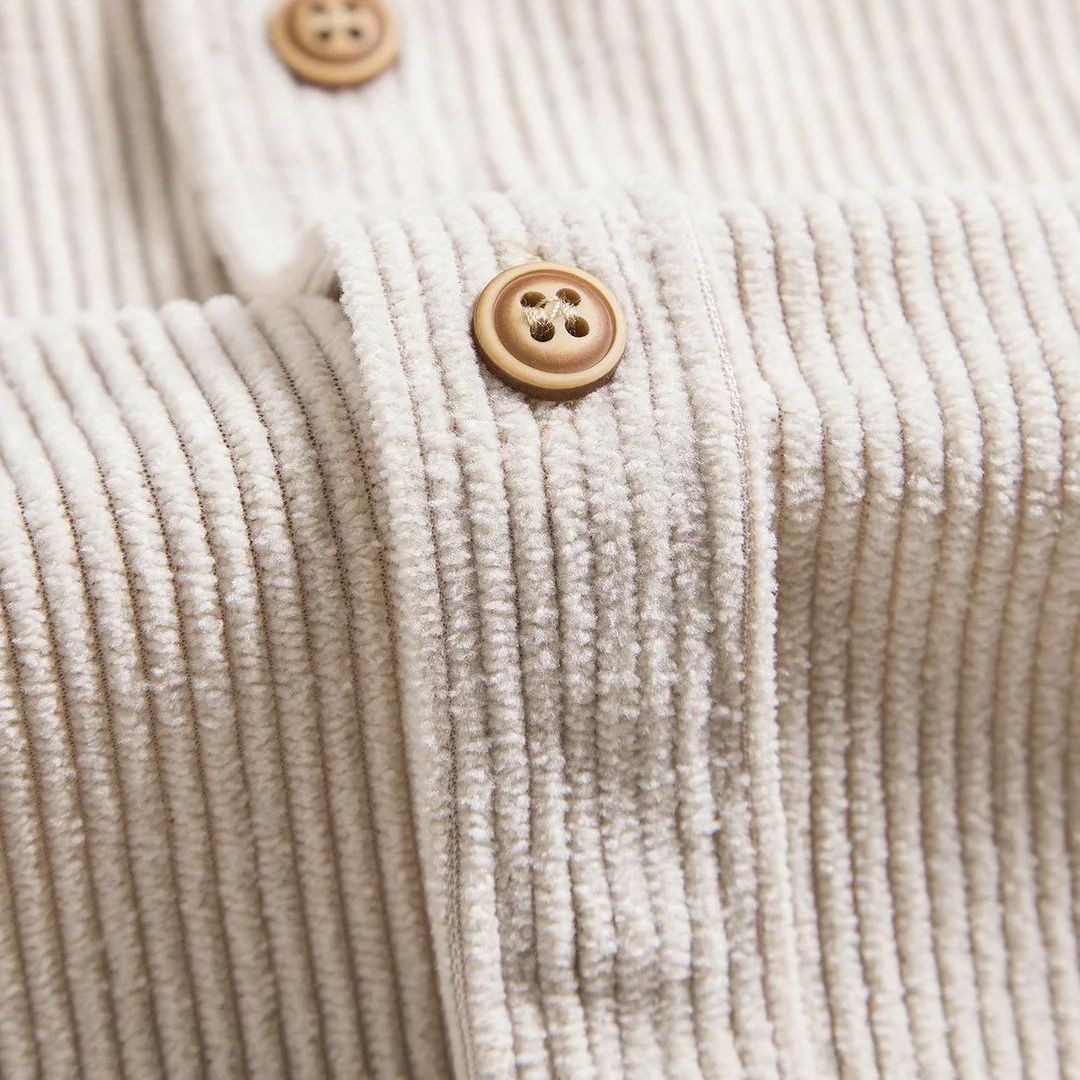 Herrskjorta Corduroy Klassisk Knappdesign Mjuk och Andningsbar