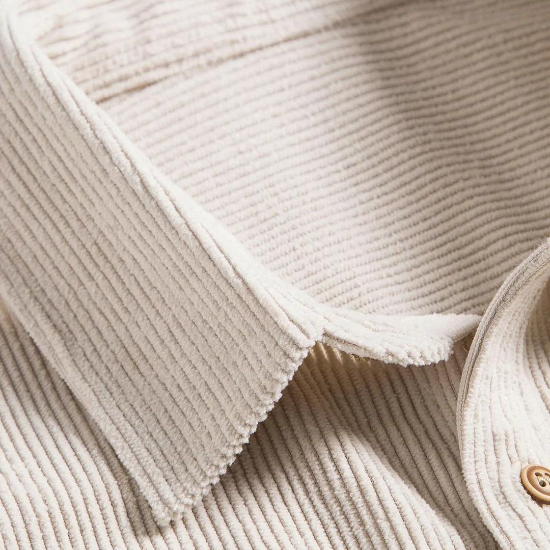 Herrskjorta Corduroy Klassisk Knappdesign Mjuk och Andningsbar