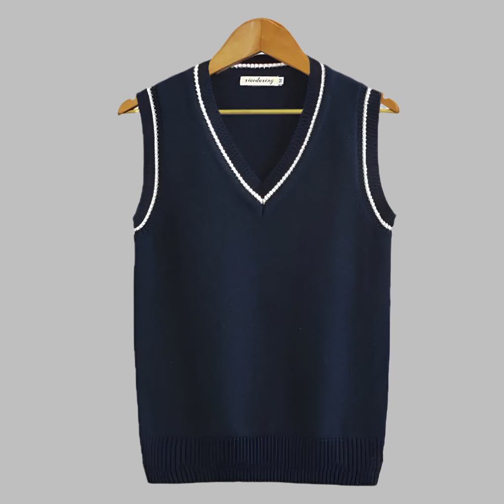 Retro randig preppy stil ärmlös tröja
